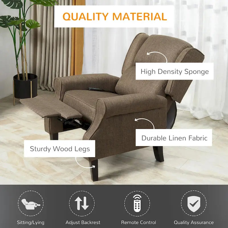 Fauteuil inclinable massant chauffant avec chauffage lombaire et télécommande
