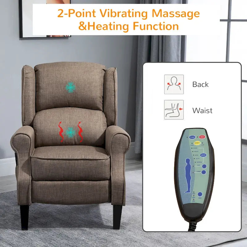 Fauteuil inclinable massant chauffant avec chauffage lombaire et télécommande
