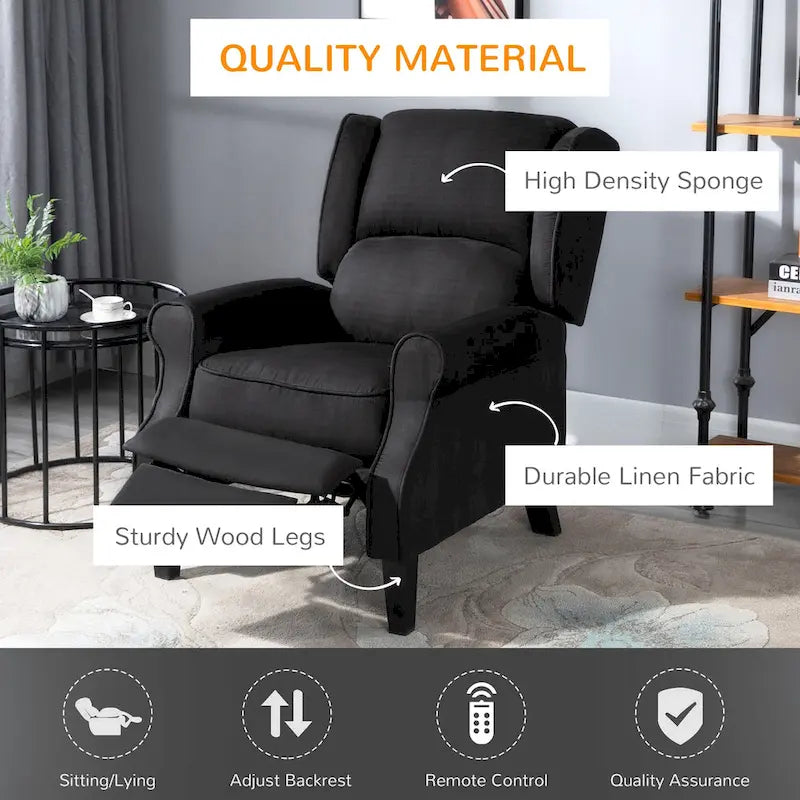 Fauteuil inclinable massant chauffant avec chauffage lombaire et télécommande