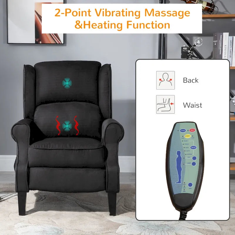 Fauteuil inclinable massant chauffant avec chauffage lombaire et télécommande