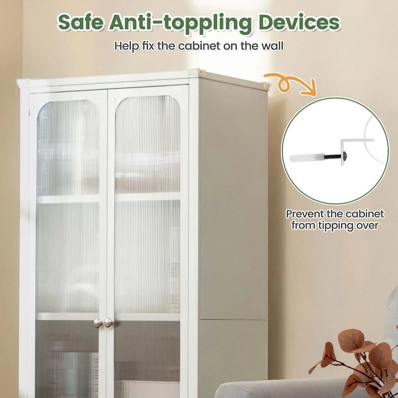Armoire de rangement à roulettes avec 2 portes translucides réglables