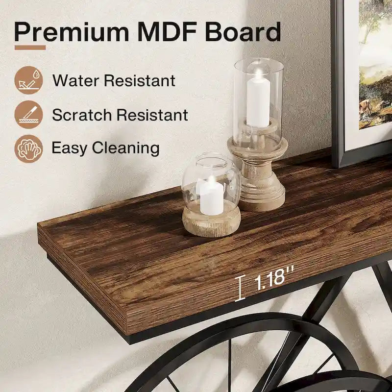 70.9-Inch Extra Long Console Table with Bicycle Metal Base for Entryway, Living Room - 11.81D x 70.87W x 33.46H