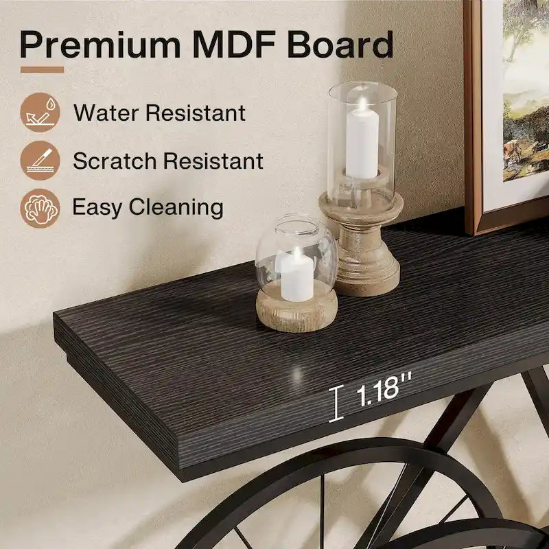 70.9-Inch Extra Long Console Table with Bicycle Metal Base for Entryway, Living Room - 11.81D x 70.87W x 33.46H