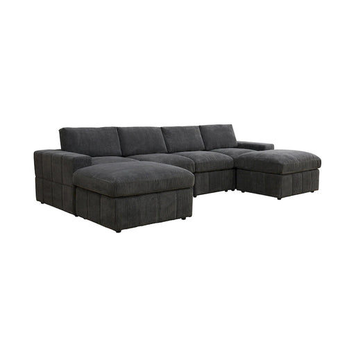 132W 6 - Piece U-Shaped Corduroy Modular Sectional Sofa Couch
