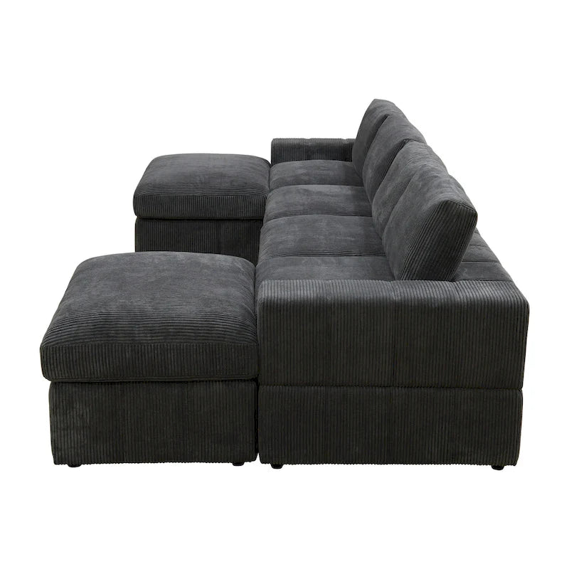 132W 6 - Piece U-Shaped Corduroy Modular Sectional Sofa Couch