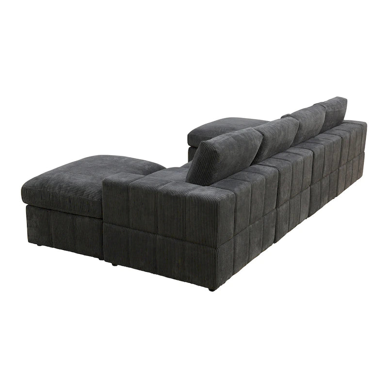 132W 6 - Piece U-Shaped Corduroy Modular Sectional Sofa Couch