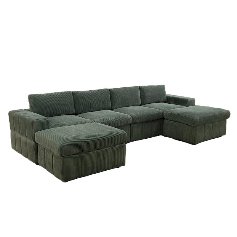132W 6 - Piece U-Shaped Corduroy Modular Sectional Sofa Couch