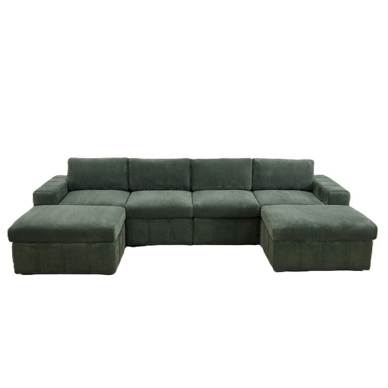 132W 6 - Piece U-Shaped Corduroy Modular Sectional Sofa Couch