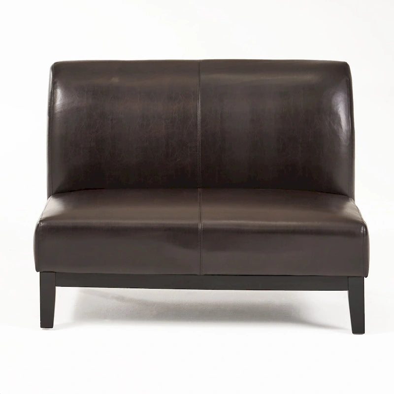 Zweisitzer-Sofa aus braunem Kunstleder