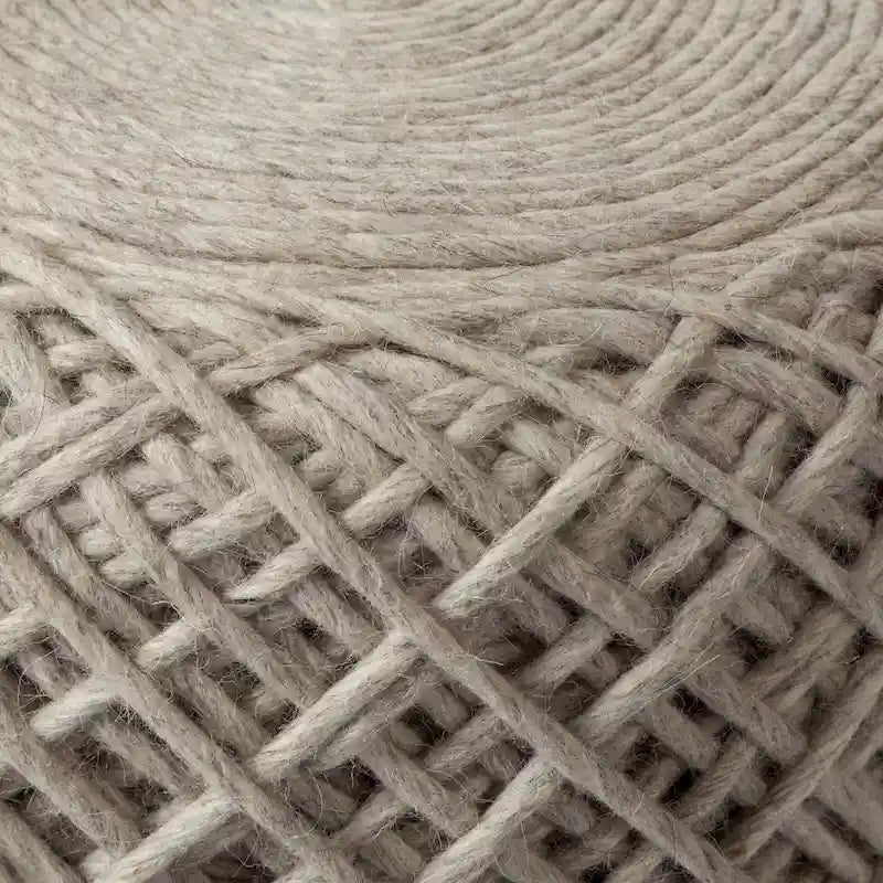 Pouf ottoman rond en laine tissée marron - repose-pieds et siège supplémentaire pour le salon