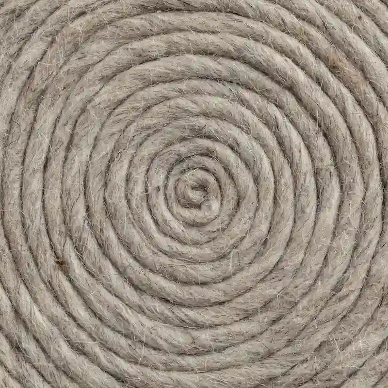 Pouf ottoman rond en laine tissée marron - repose-pieds et siège supplémentaire pour le salon