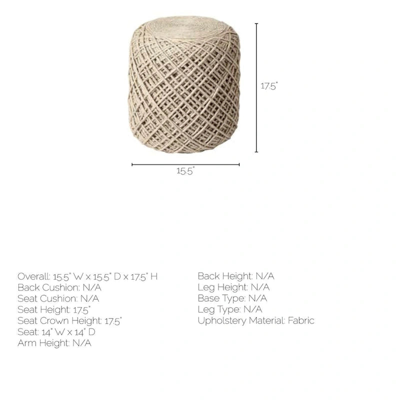 Pouf ottoman rond en laine tissée marron - repose-pieds et siège supplémentaire pour le salon