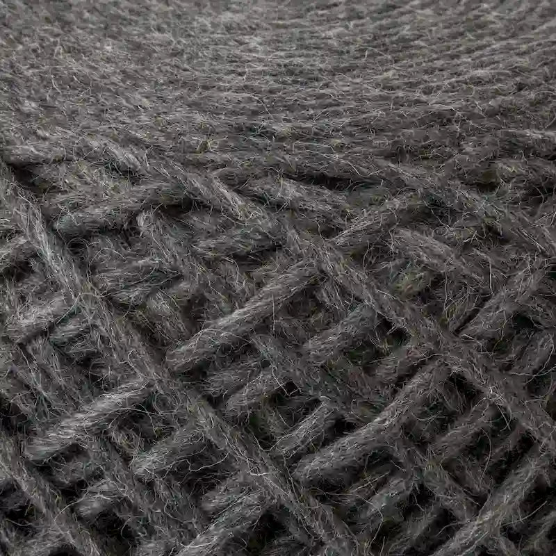 Pouf ottoman rond en laine tissée marron - repose-pieds et siège supplémentaire pour le salon