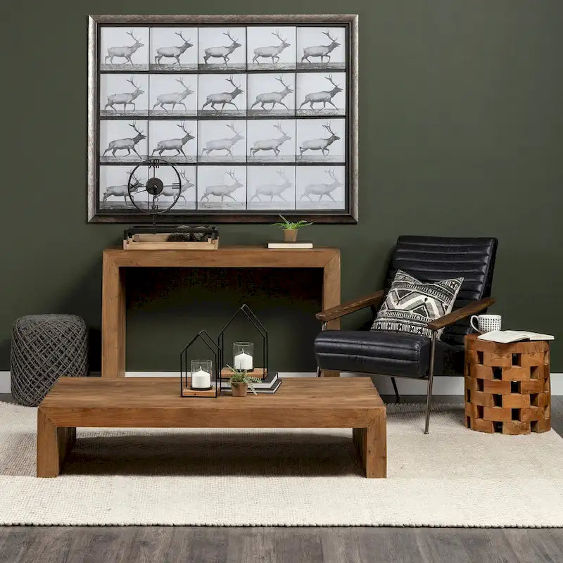 Pouf ottoman rond en laine tissée marron - repose-pieds et siège supplémentaire pour le salon