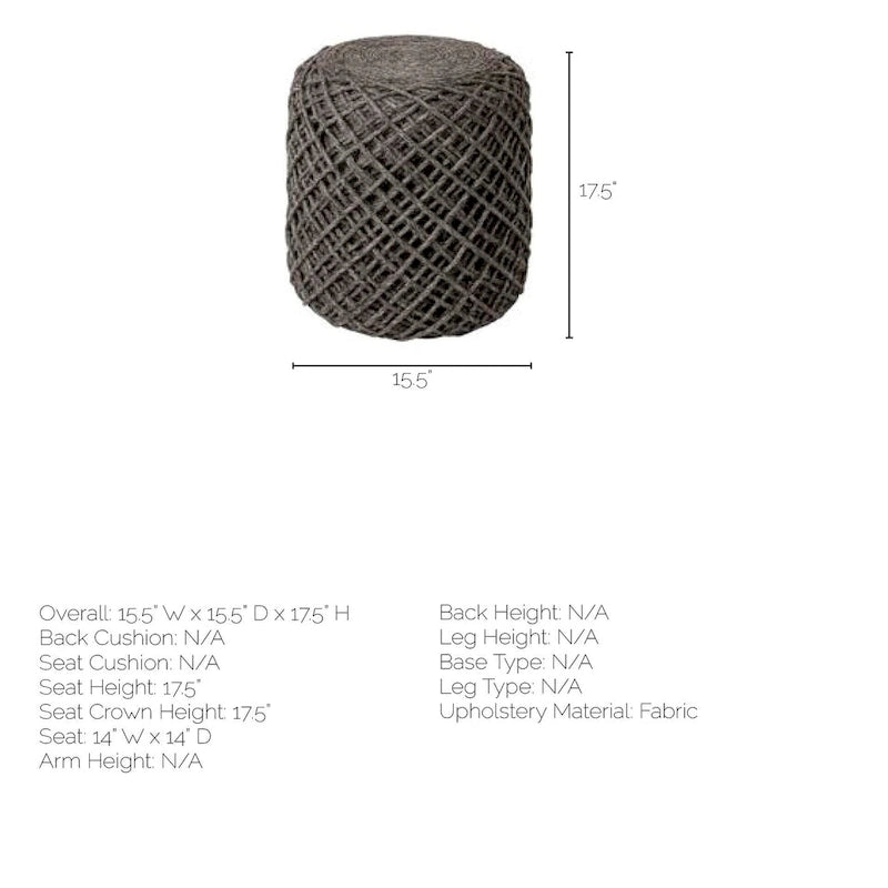 Pouf ottoman rond en laine tissée marron - repose-pieds et siège supplémentaire pour le salon