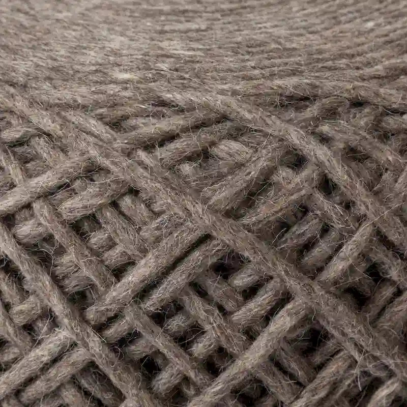 Pouf ottoman rond en laine tissée marron - repose-pieds et siège supplémentaire pour le salon
