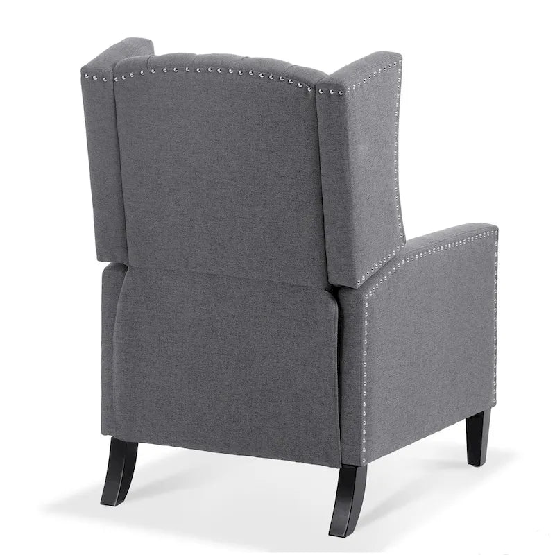 27 Wide Upholstered Manual Recliner, Wing Sofa Chair with Wood Legs
