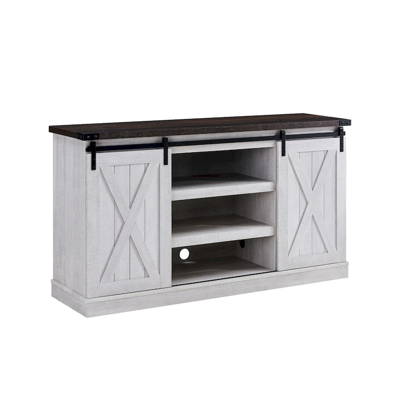 54 Farmhouse Sliding Barn Door TV Stand for TV up to 60 Inch Flat Screen