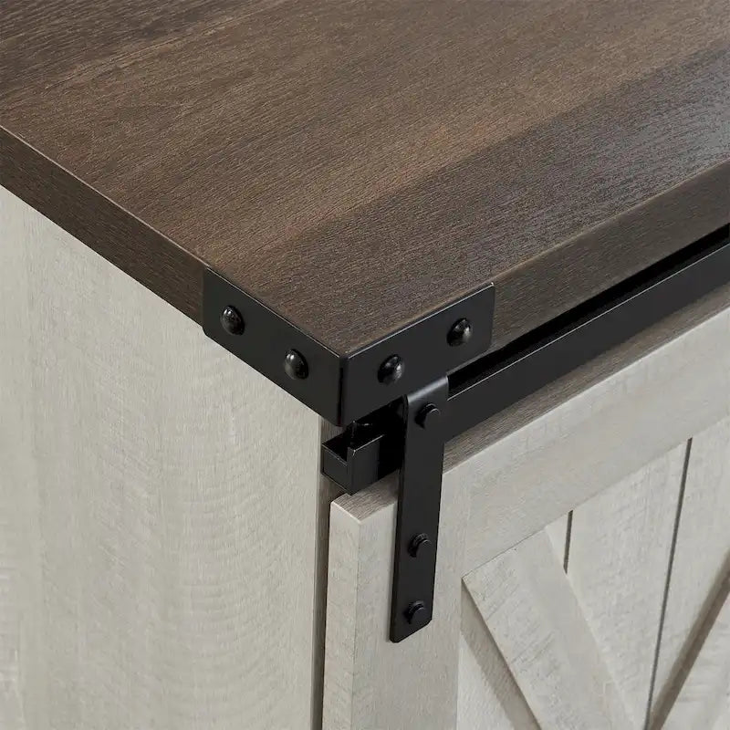 54 Farmhouse Sliding Barn Door TV Stand for TV up to 60 Inch Flat Screen