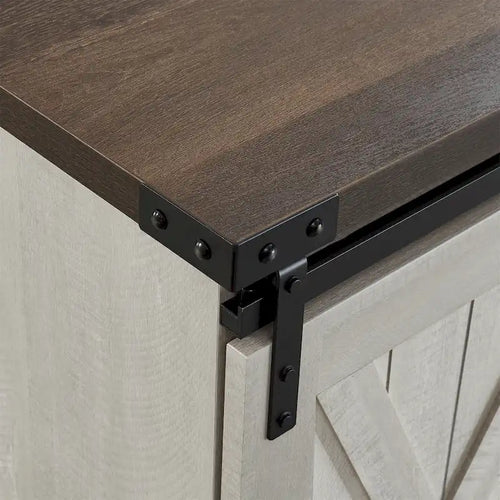 Meuble TV de style maison de campagne de 54 pouces avec portes coulissantes style grange, pour écran plat jusqu'à 60 pouces
