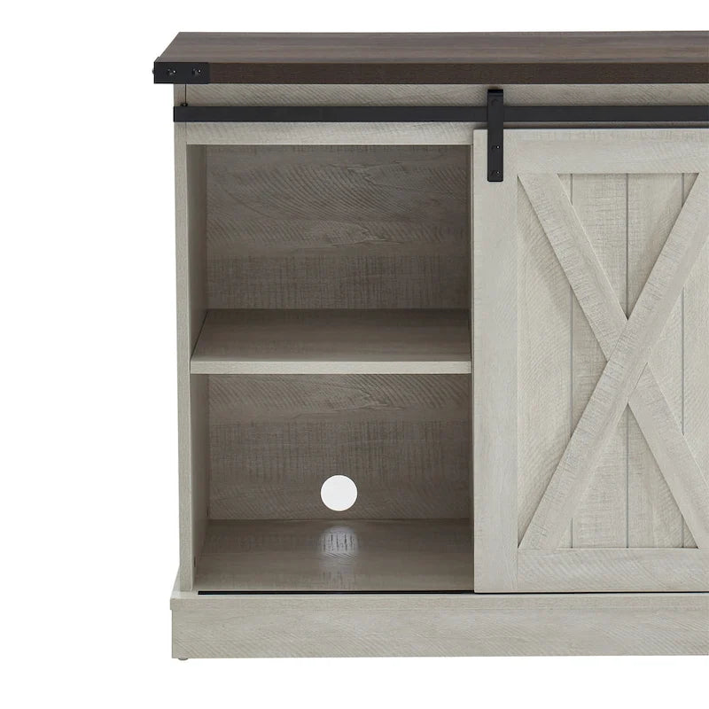 54 Farmhouse Sliding Barn Door TV Stand for TV up to 60 Inch Flat Screen