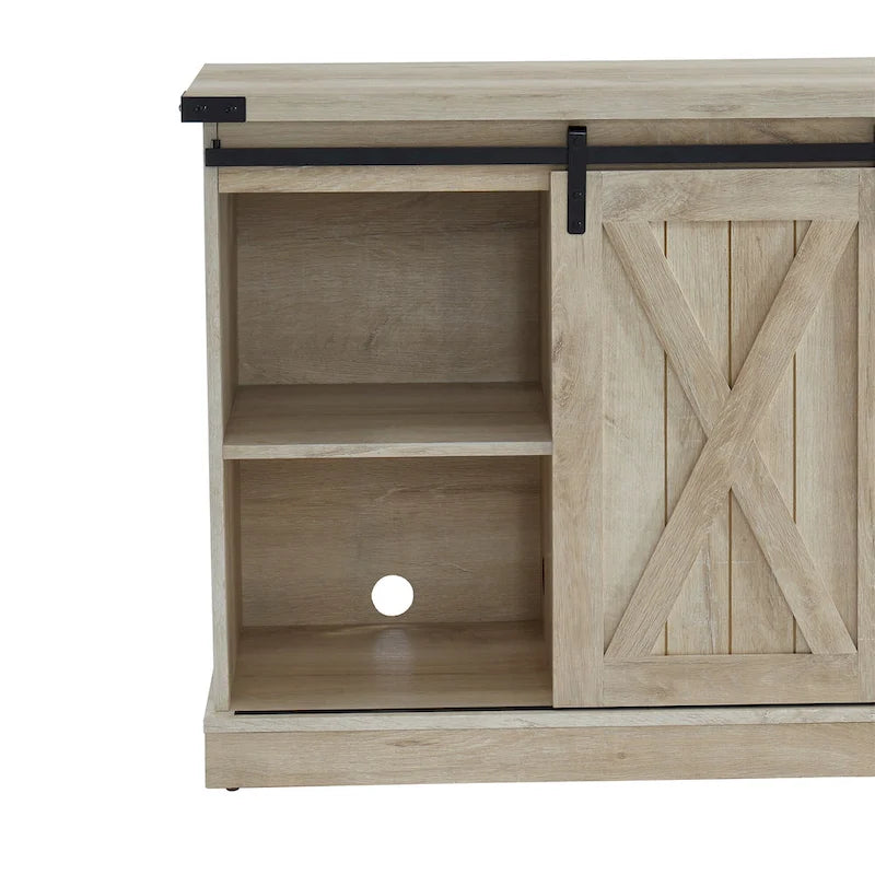 54 Farmhouse Sliding Barn Door TV Stand for TV up to 60 Inch Flat Screen