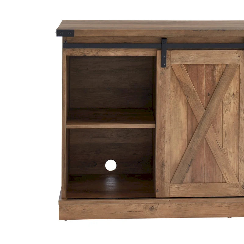 54 Farmhouse Sliding Barn Door TV Stand for TV up to 60 Inch Flat Screen