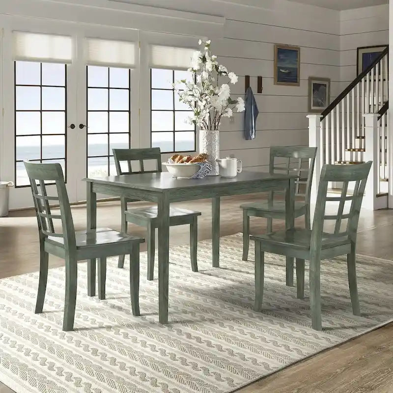 48-Inch Rectangular Antique Sage Green 5-Piece Dining Set