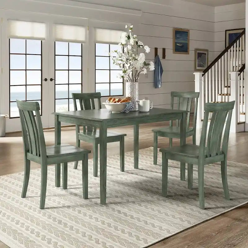 48-Inch Rectangular Antique Sage Green 5-Piece Dining Set