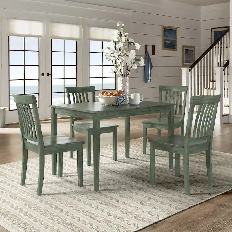 48-Inch Rectangular Antique Sage Green 5-Piece Dining Set