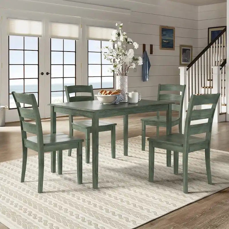 48-Inch Rectangular Antique Sage Green 5-Piece Dining Set