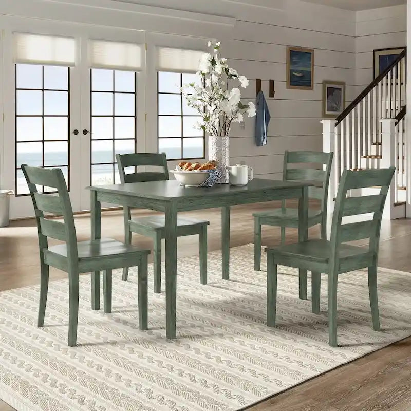 48-Inch Rectangular Antique Sage Green 5-Piece Dining Set