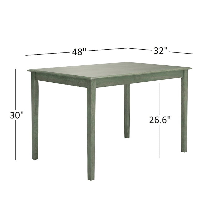 48-Inch Rectangular Antique Sage Green 5-Piece Dining Set