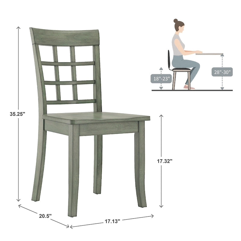 48-Inch Rectangular Antique Sage Green 5-Piece Dining Set
