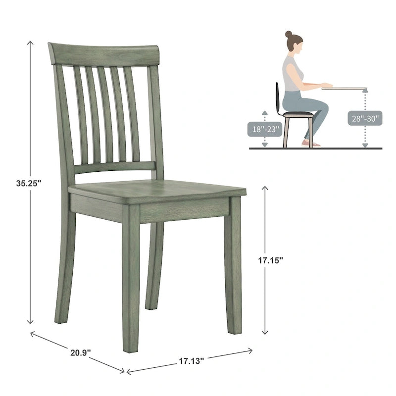 48-Inch Rectangular Antique Sage Green 5-Piece Dining Set