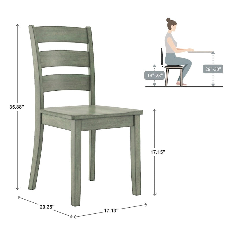 48-Inch Rectangular Antique Sage Green 5-Piece Dining Set