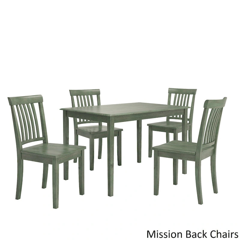48-Inch Rectangular Antique Sage Green 5-Piece Dining Set