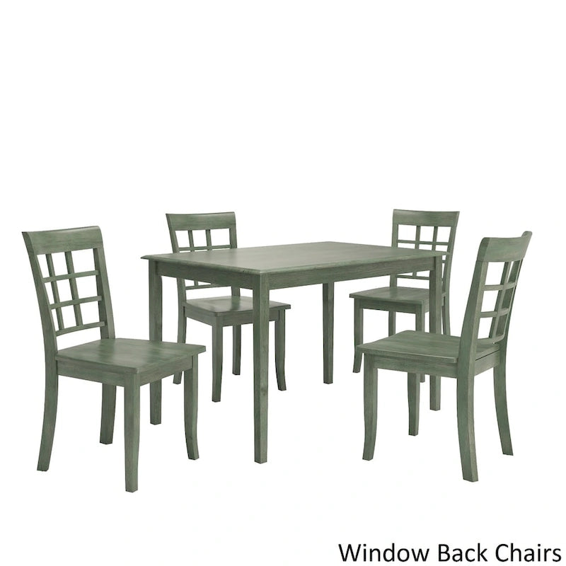 48-Inch Rectangular Antique Sage Green 5-Piece Dining Set