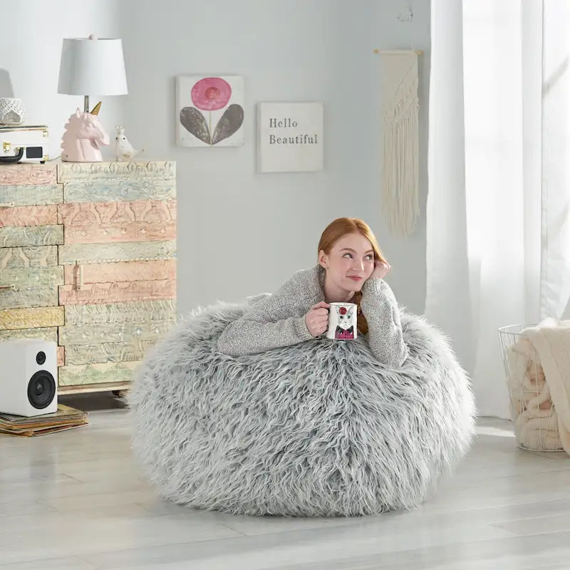Modern Glam Faux Fur Bean Bag
