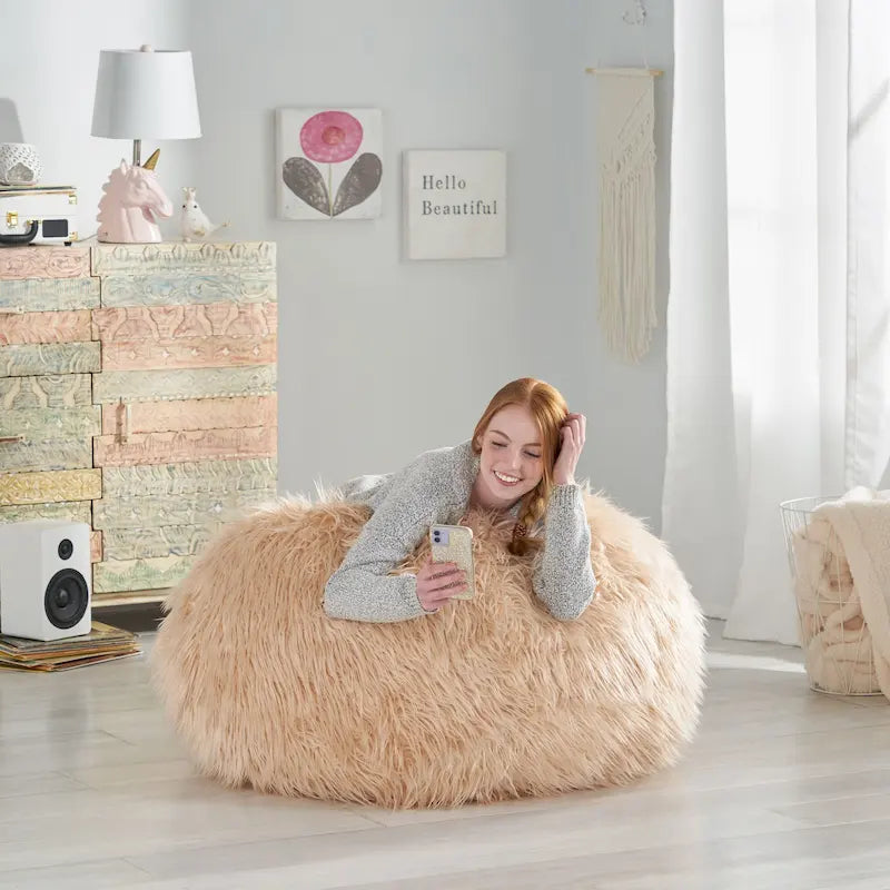 Modern Glam Faux Fur Bean Bag