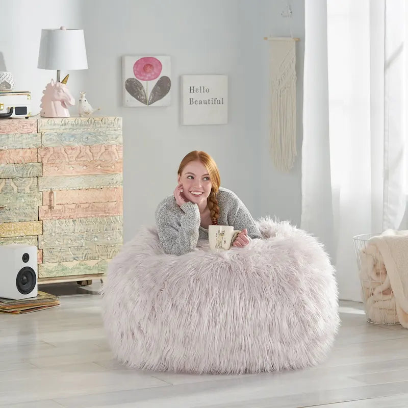 Modern Glam Faux Fur Bean Bag