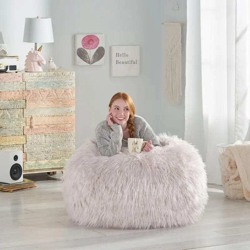 Modern Glam Faux Fur Bean Bag