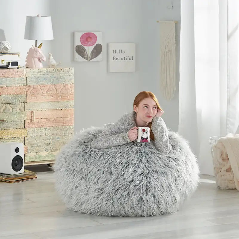 Modern Glam Faux Fur Bean Bag