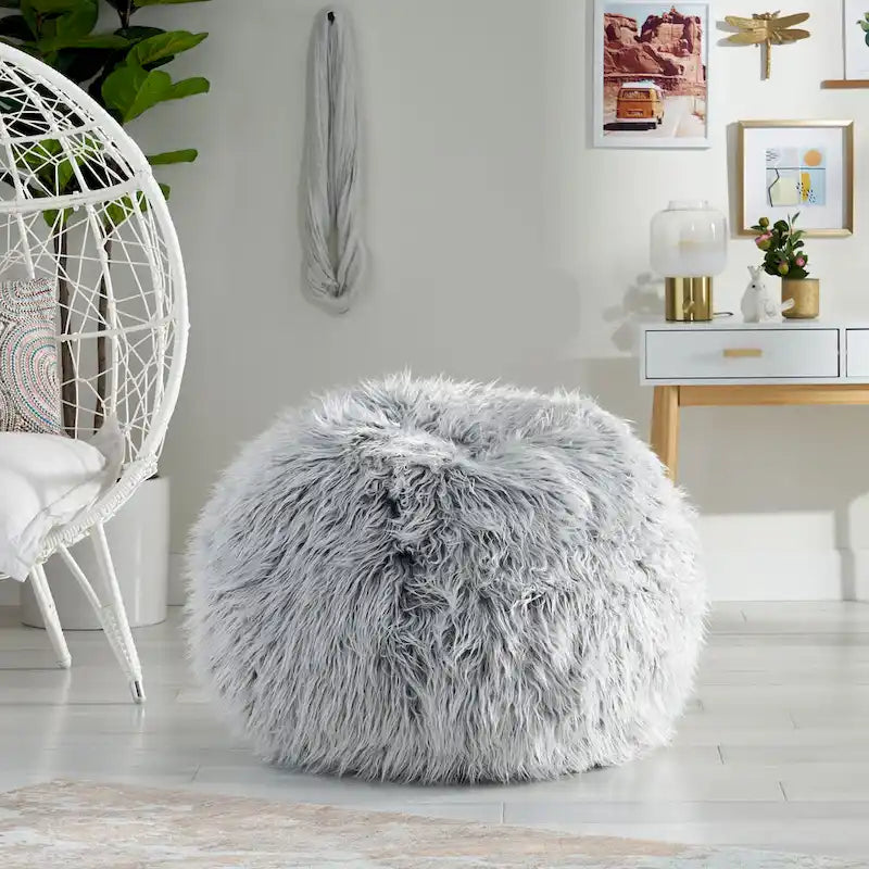 Modern Glam Faux Fur Bean Bag