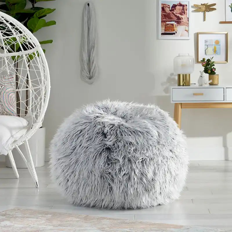 Modern Glam Faux Fur Bean Bag