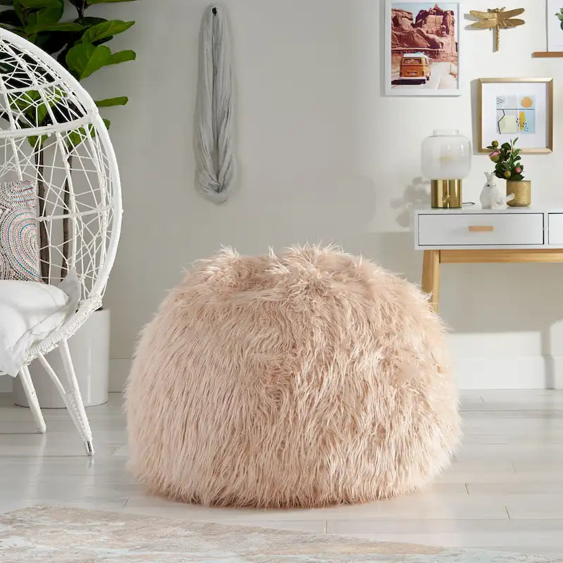 Modern Glam Faux Fur Bean Bag