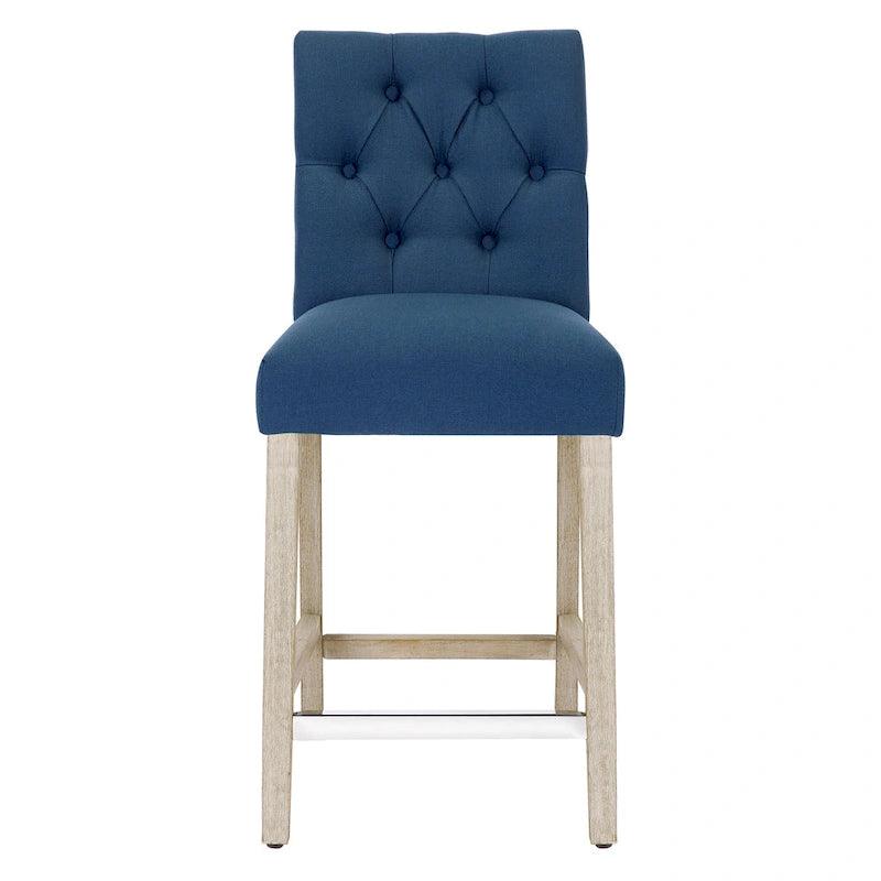 24 Classic Button Tufted Counter Stool, Antique Gray Legs