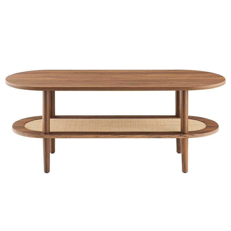 Table basse moderne en noyer avec étagère