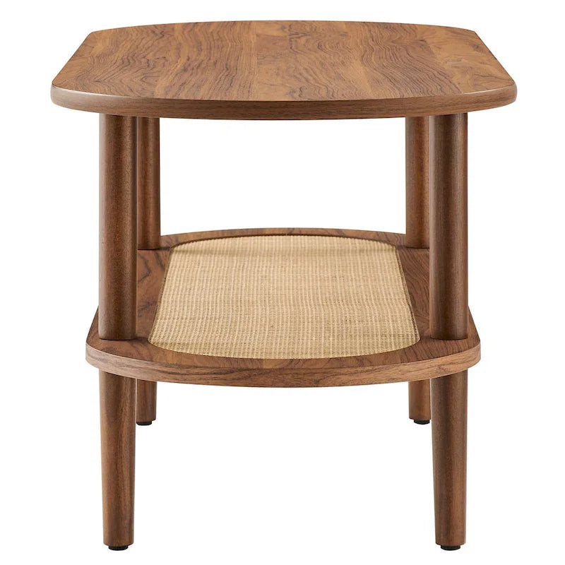 Table basse moderne en noyer avec étagère