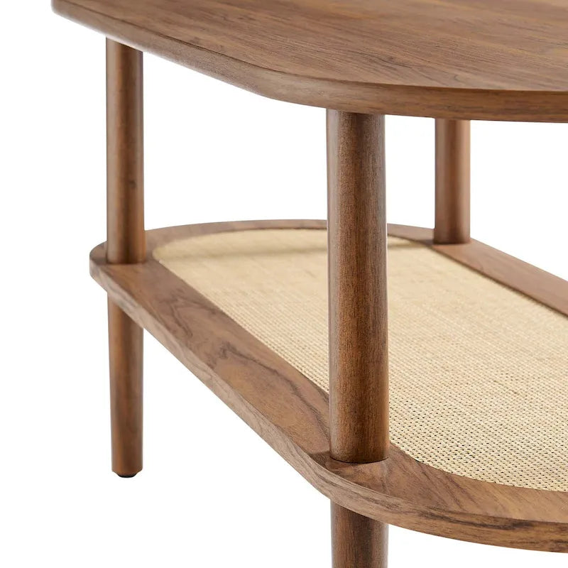 Modern Walnut Wooden Coffee Table with Shelf